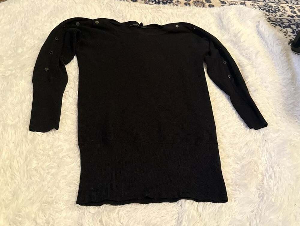 White House Black Market Button-Shoulder Ribbed Knit Tunic Sweater